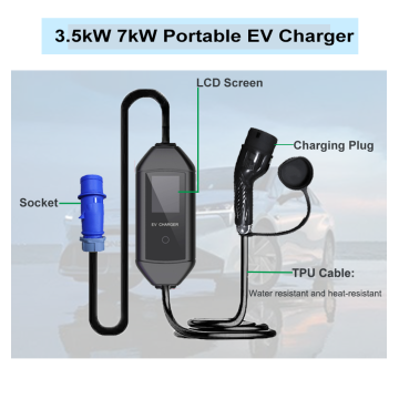 AC 3,5kW 7KW Charger portátil LCD Display