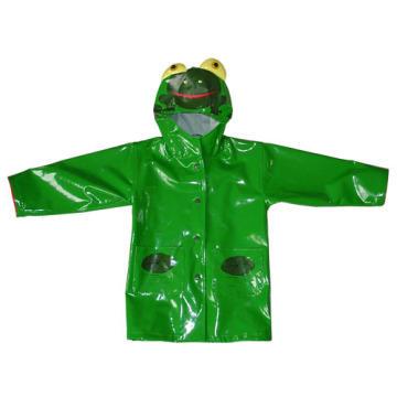 kids childrens hooded pu raincoats