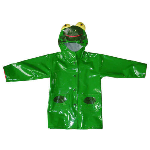 kids childrens hooded pu raincoats