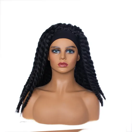 Hot Selling Long twist braiding hair headband wigs black heat resistant synthetic headband wig for black women