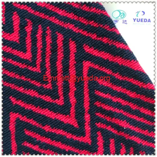 RED BLACK COLOR herringbone jacquard knit boiled wool fabric for overcoat