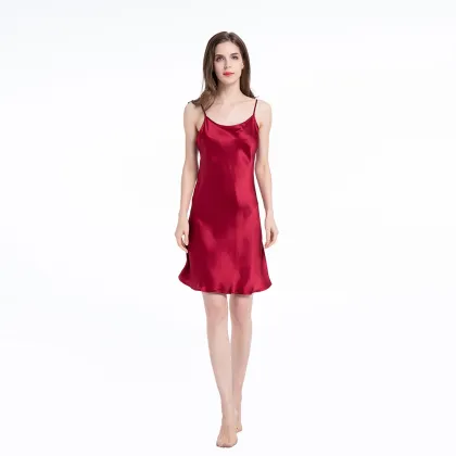 100% 19 Momme Silk Nightgown Short Chemise Nightdress