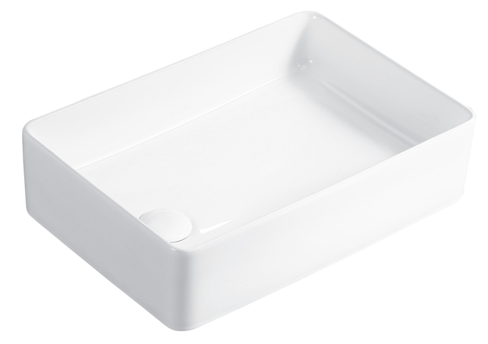 Au-dessus du comptoir lavabo de salle de bain blanc rectangulaire