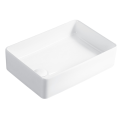 Sobre el mostrador de baño blanco rectangular