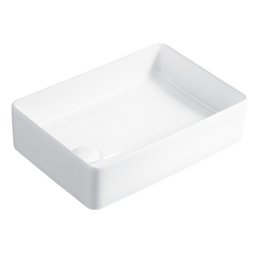 Sobre el mostrador de baño blanco rectangular