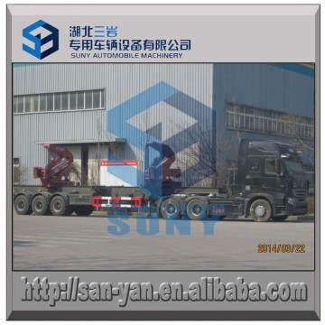 Tri axles hydraulic side crane lifting loaded container semi trailer