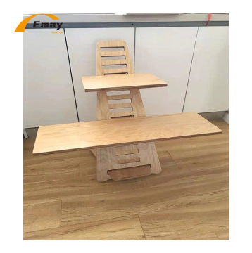 High Grade Office Adjustable Height Birch Plywood Laptop Stand with Keyboard Tray for Standing Desk