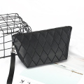 Women pouch luminous PU cosmetic bag geometric rhombic pattern makeup zipper bags