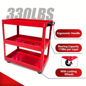 Multi-functional Mobile Detailing Cart - 3 Shelf Car Repair Tool Cart