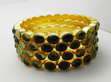 925 Sterling Gold plated Smoky Quartz Bangle