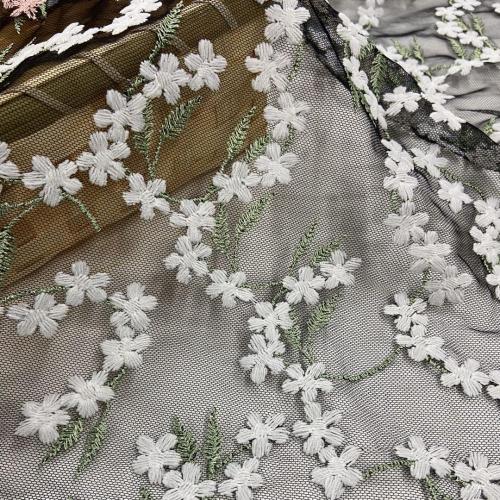 Brisk Flower Embroidery On Nylon Mesh Fabric