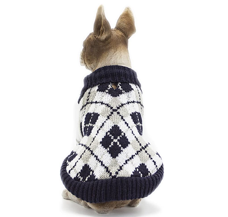 Dog Sweater Plaid Warm Clothes