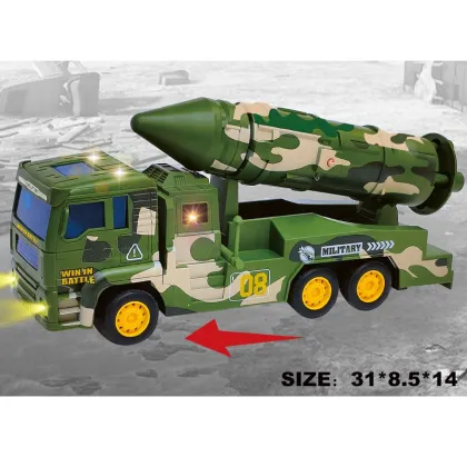 Shantou Toys Electric Light Music Friction Car Plastic Military Truck Toy Vehicle