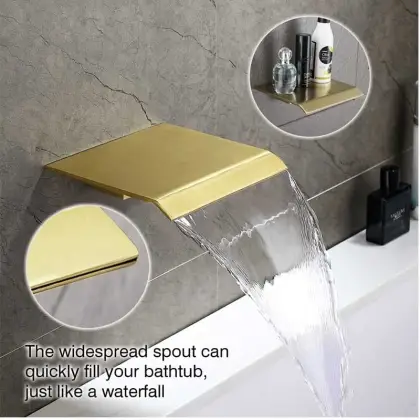 Brushed Gold High Flow Tub Spout for Bathroom Sink and Tub Filler Fixtures