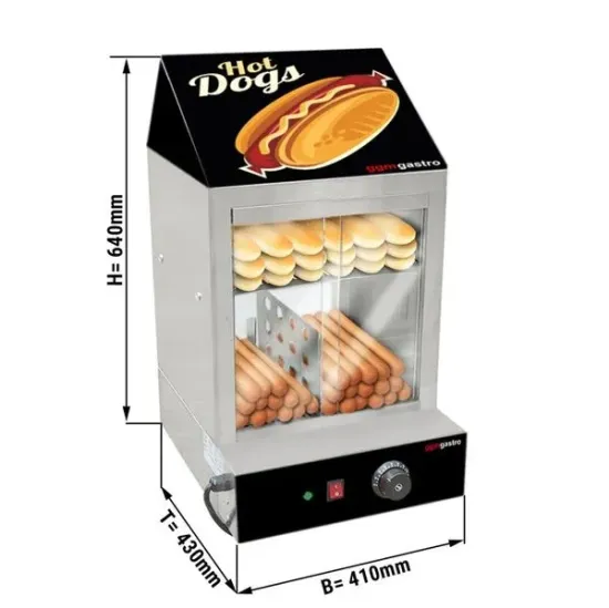 CE Stainless Steel Square Shaped Hot Dog Warmer Warming Showcase Pastry Warm Bakery Showcase for Restaurant