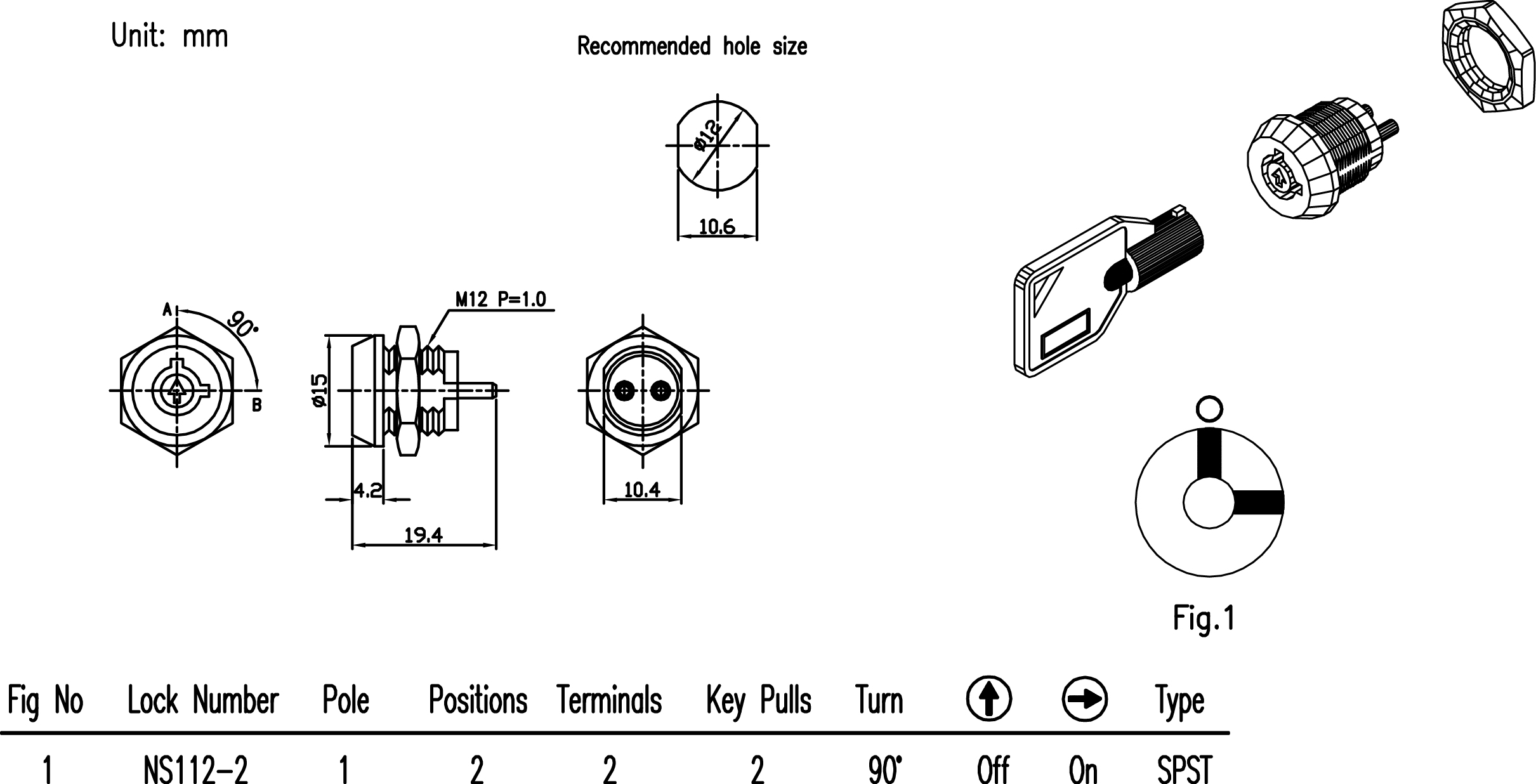 2 Position Key Switch