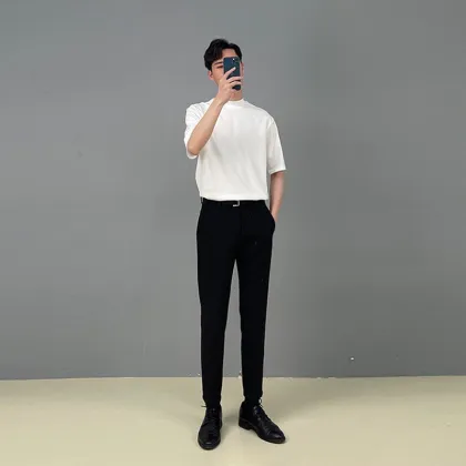 T-shirt short sleeves men with half high collar