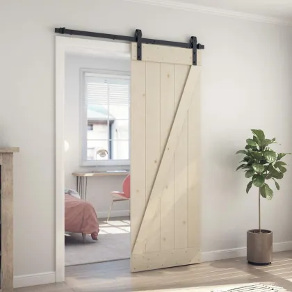 Unfinished Solid Pine Wood Sliding Barn Wood Door
