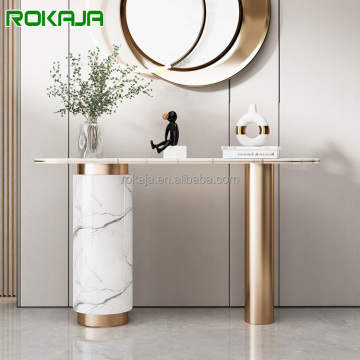 High Quality Marble Entryway Table with Gold Metal Base