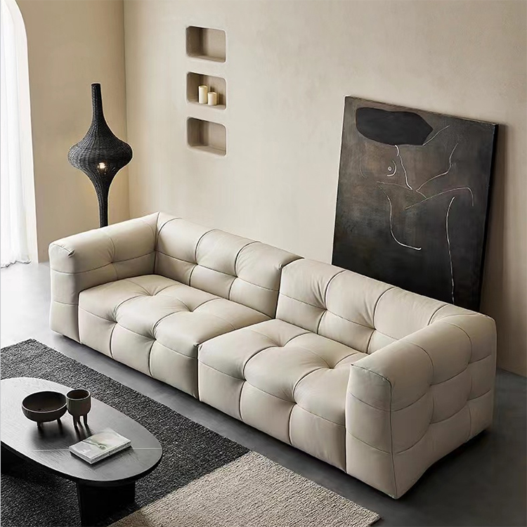 Modern Button Button Tufted Searter Leather Couch Sofá Conjunto