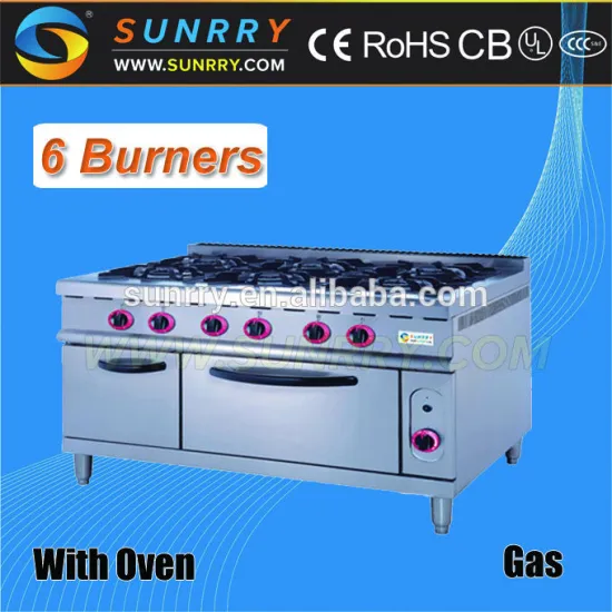 Commercial indoor stainless steel free standing induction 6 burner cooker gas range with gas stove oven