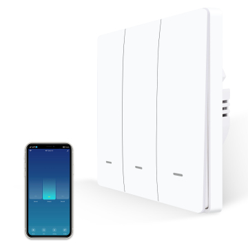 Bingoelec Wifi+RF433 Tuya Eu/Reino Unido Estándar 3 pandilla No Neutral Wireless Smart Push Button Switch de pared
