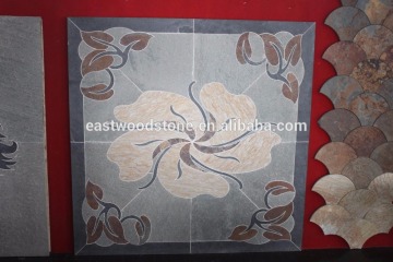 grey slate flower pattern wall tile,slate type