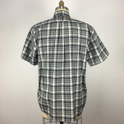 OEM plaid men Office leisure green shirt