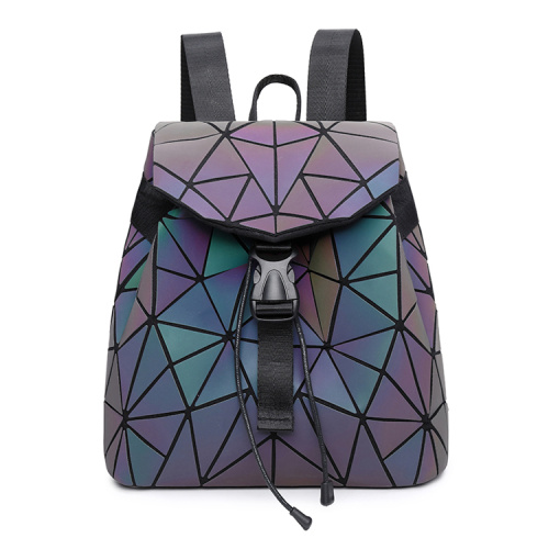 Outdoor Backpack. Wholesale fashion geometric luminous backpacks pu leather sports school students unisex backpacks Supplier