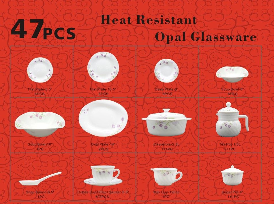 Tempered Glass Tableware Set With Opalescent Glass