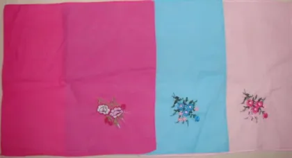 Cotton Ladies' Flower Embroidery Handkerchief