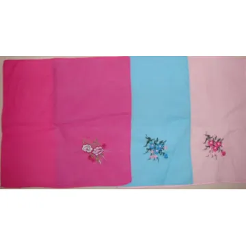 Cotton Ladies' Flower Embroidery Handkerchief