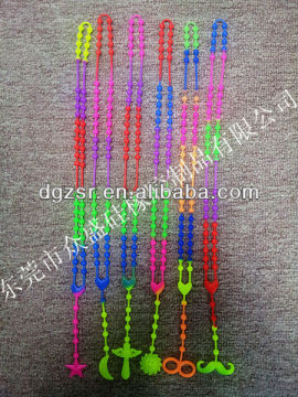 Best promotional fashion charming colorful silicone necklace,hot sales cross rosary silicone bead necklace (eco-friendly)