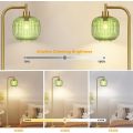 Green striped glass shade LED bulb floor lamp