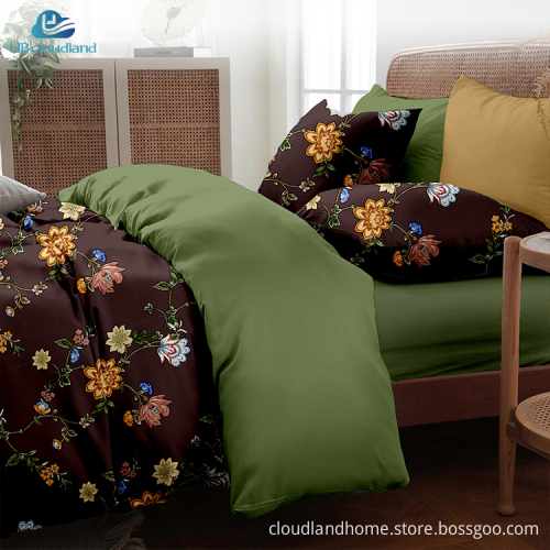 Cloudland Areta Printed Designer Cotton Duvet Cover Set Queen Size 3 Pieces