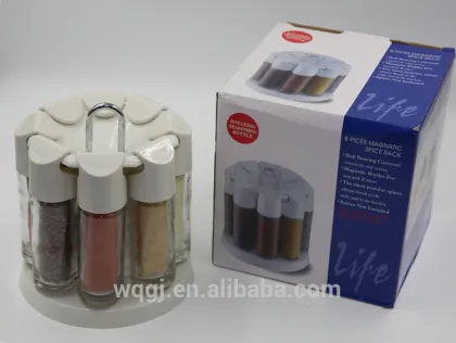 8PCS Magnetic Spice Rack Set Rotary Condiment Seasoning Bottles Rack Plastic Rotating Seasoning Spices Cooking Tools