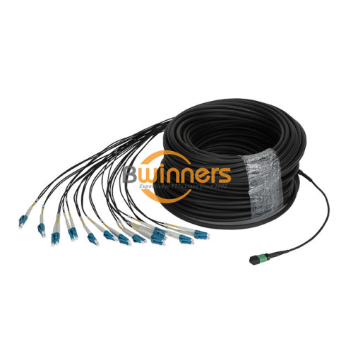 24 F MPO (F) -LC UPC SM 7.0 50M สายไฟเบอร์ออปติก Patch Cord Type B