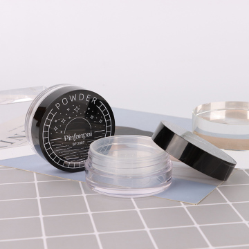 Customized Square 15g Loose Powder Jar with Sifter - Pink Black Plastic Cosmetic Container