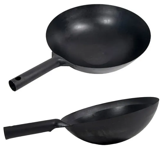 Hotel Restaurant Brunofix oxidation Pre-seasoned Wok rust prevention Carbon Steel Wok Pan With Metal Handle