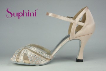 Suphini Pink Satin Wedding Shoes, Latin Dance Shoes
