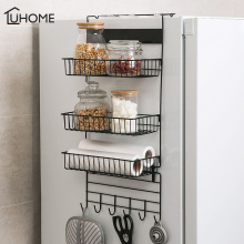 Iron Refrigerator Side Rack Wall-mounted Storage Holders Racks Kitchen Towel Shelf Organizer Multi-layer Bathroom Storage Basket