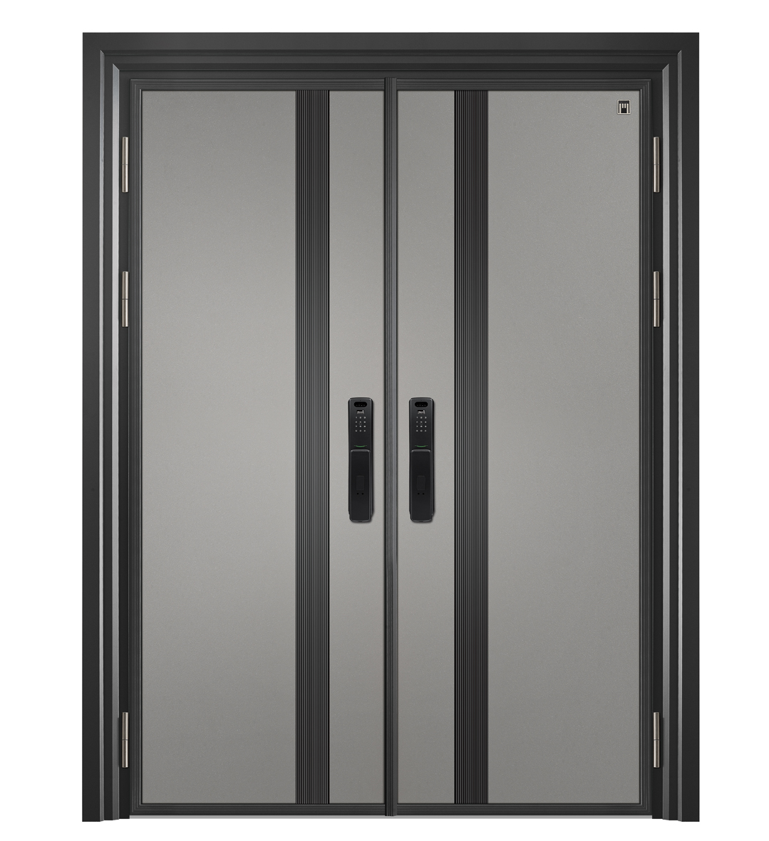 Porte noire en aluminium en acier gris