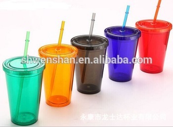 Wenshan Double Wall Plastic Tumbler With Straw