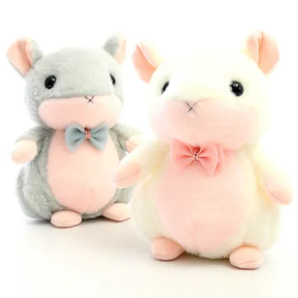 Wholesale Soft Cartoon Gray Mouse Plush Toy with Bow Tie