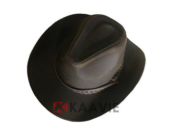 Wholesale Western Brown Genuine Leather Cowboy Hat With Band