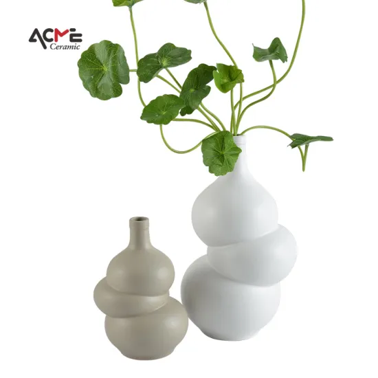 Minimalist Ceramic Vases: Gourd Spherical Shape Flower Vase Decor for Home Decoration