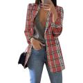 Womens Plaid Slim Fit Casual Blazer