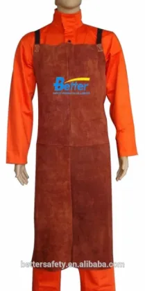 Golden Split Cowhide Welders Leather Apron w Long Sleeves