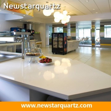 White synthetic quartz kitchen countertops