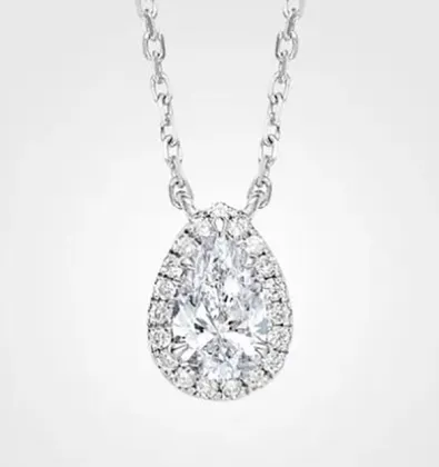 Teardrop surrounded by diamond necklace